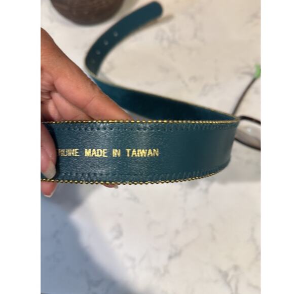 Vintage sostanza green gold mini studded trim size L 80s 90s artsy quirky suede - Picture 8 of 8